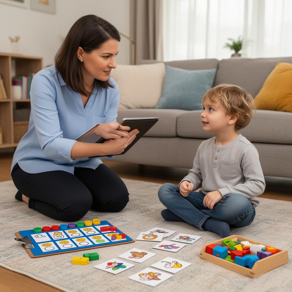 ABA therapist playing with child